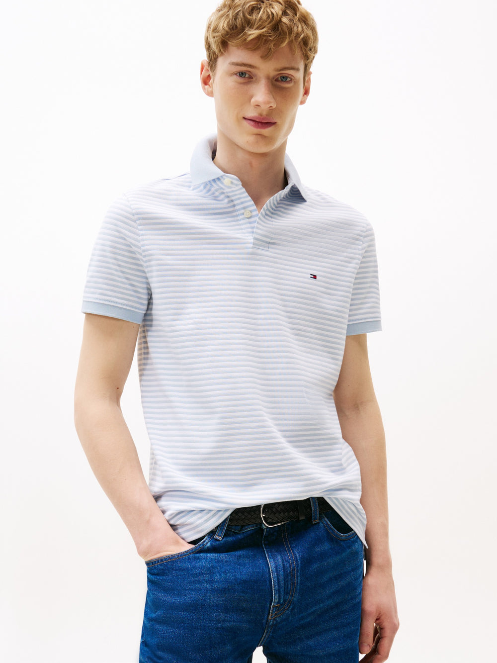Regular Fit Striped Pique Polo