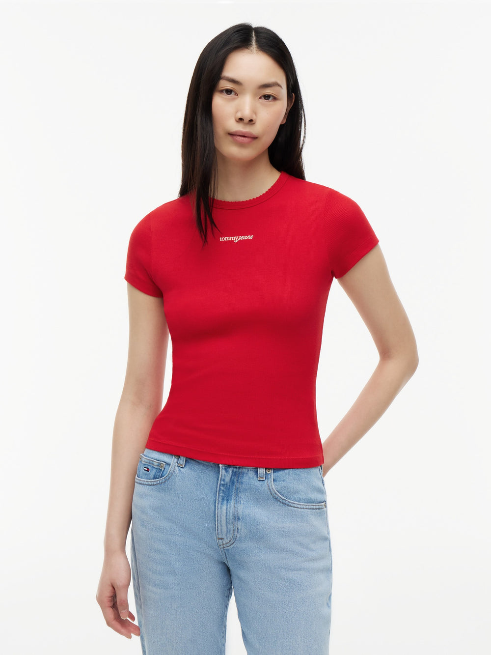 Solid Slim Fit Half Sleeve Ribbed T-Shirt