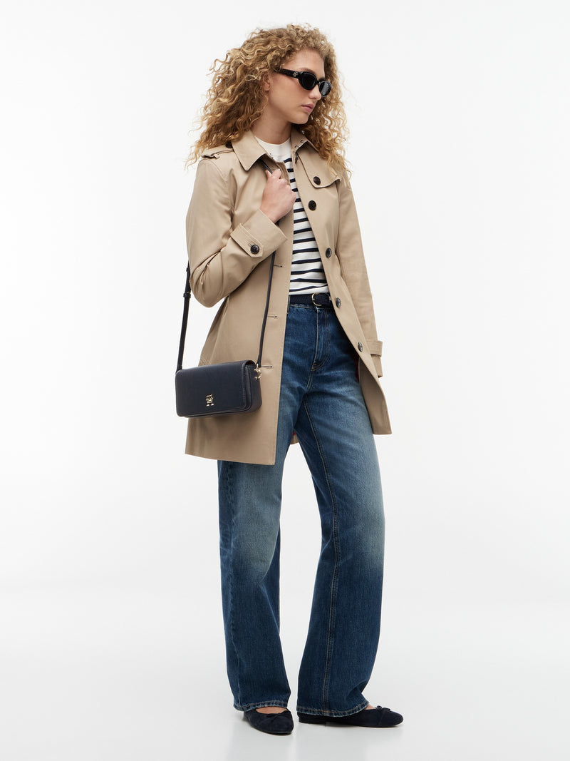 Solid Pu Crossbody Bag