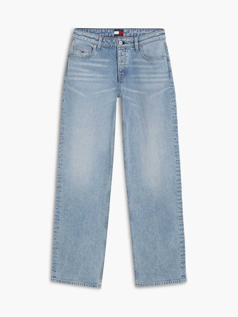 Low Rise Light Wash Stretch Straight Jeans