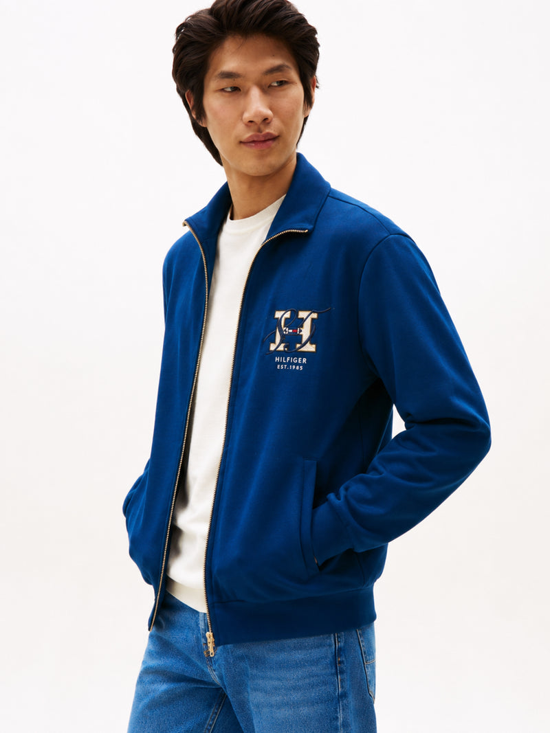 Regular Fit Zip Thru Interlock Sweater