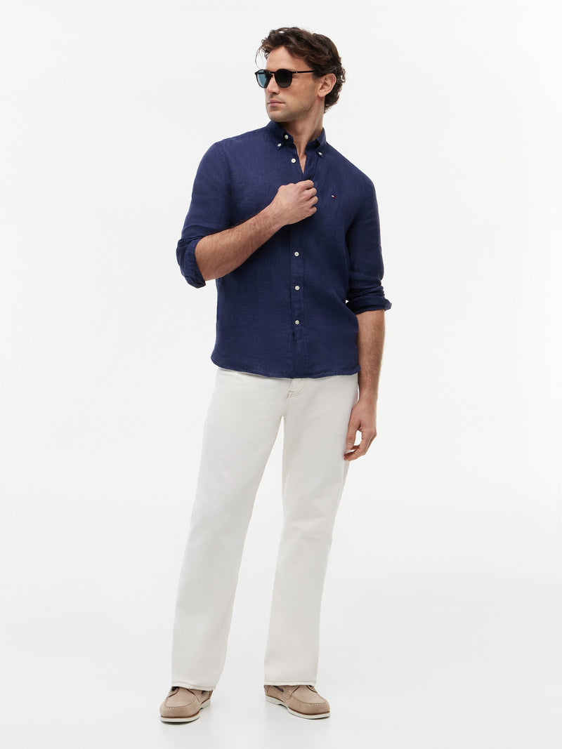 Regular Fit Solid Linen Shirt