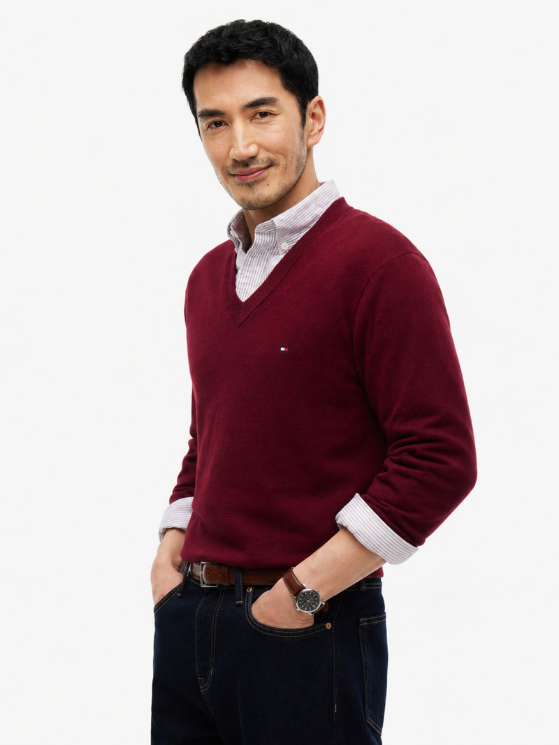 V Neck Cotton Cashmere Sweater