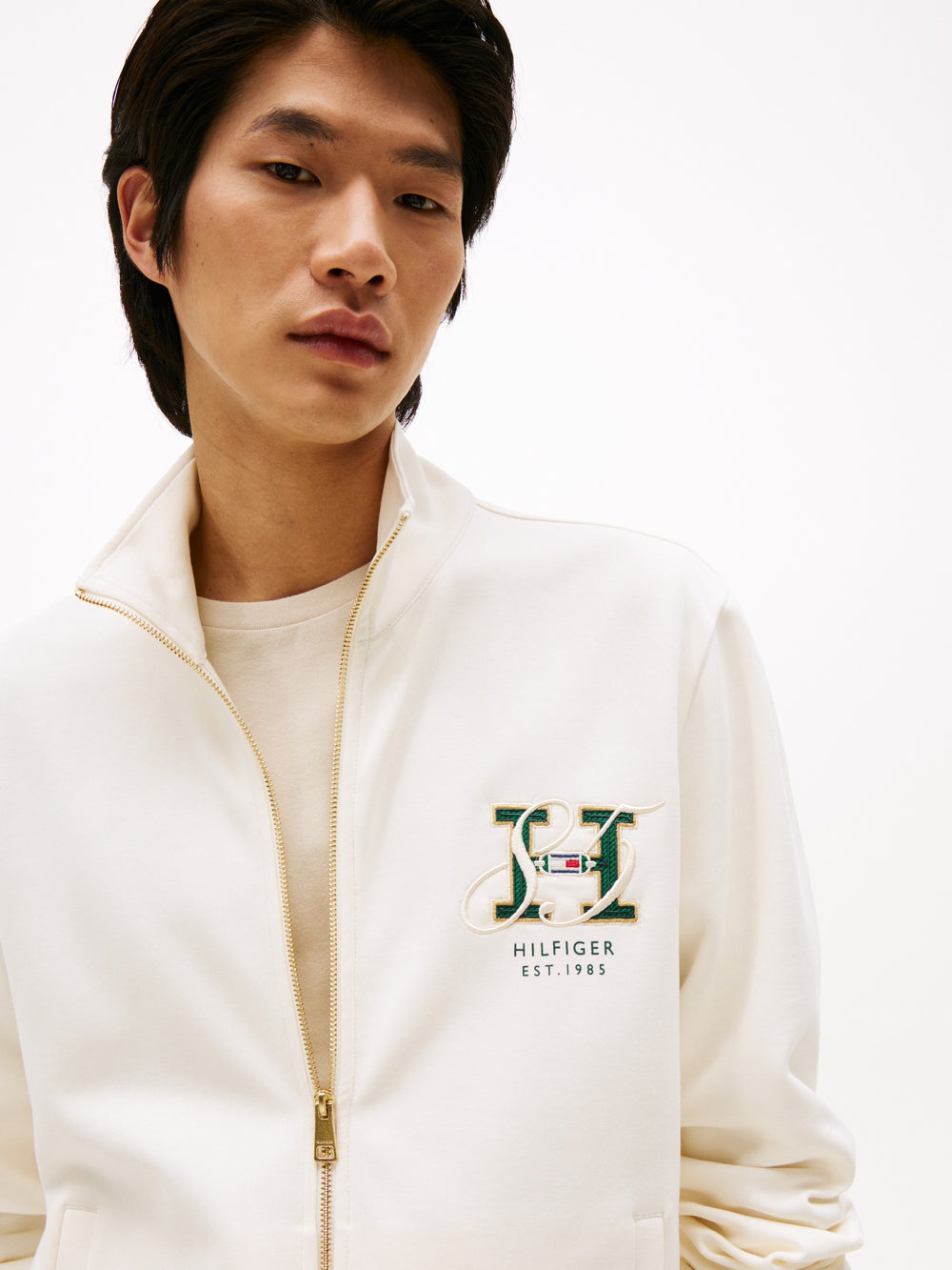 Regular Fit Zip Thru Interlock Sweater