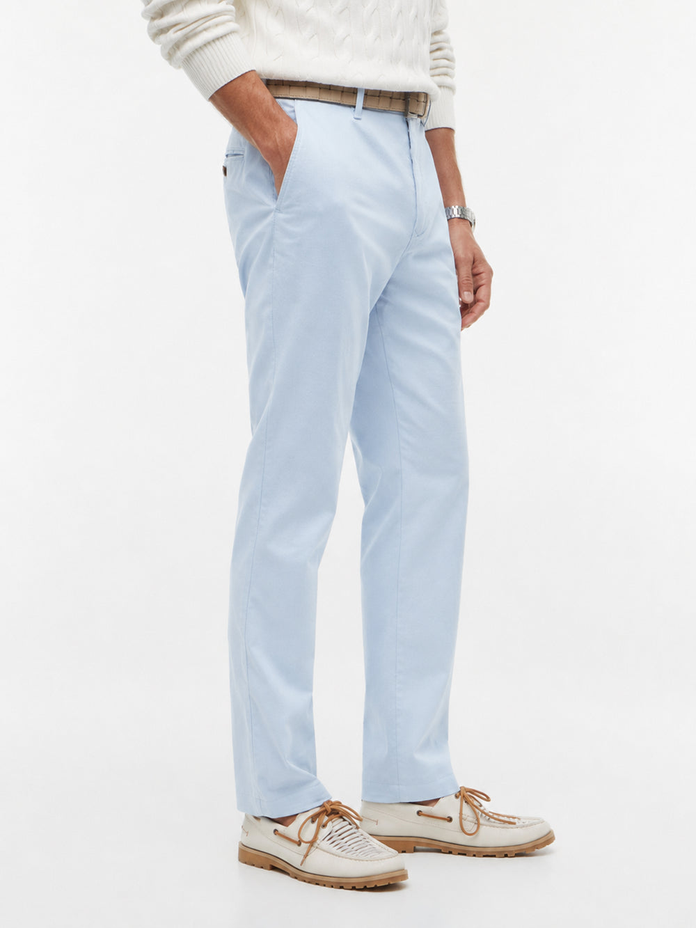 Men Denton Slim Straight Fit Structured Cotton Trouser