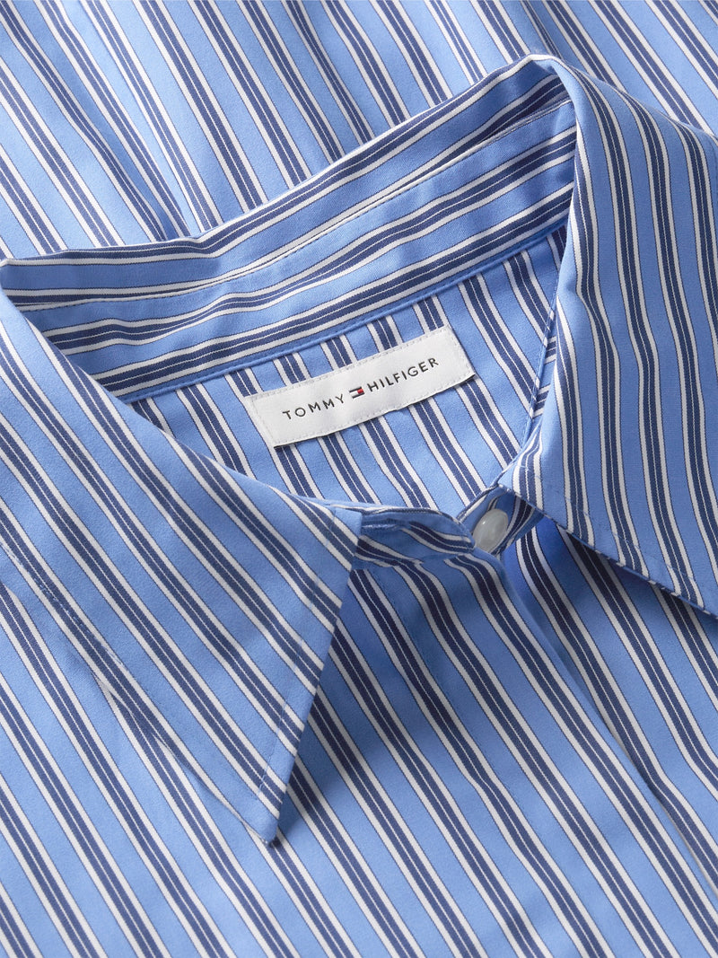 Full Sleeve Stripe Cotton Shirt Dress