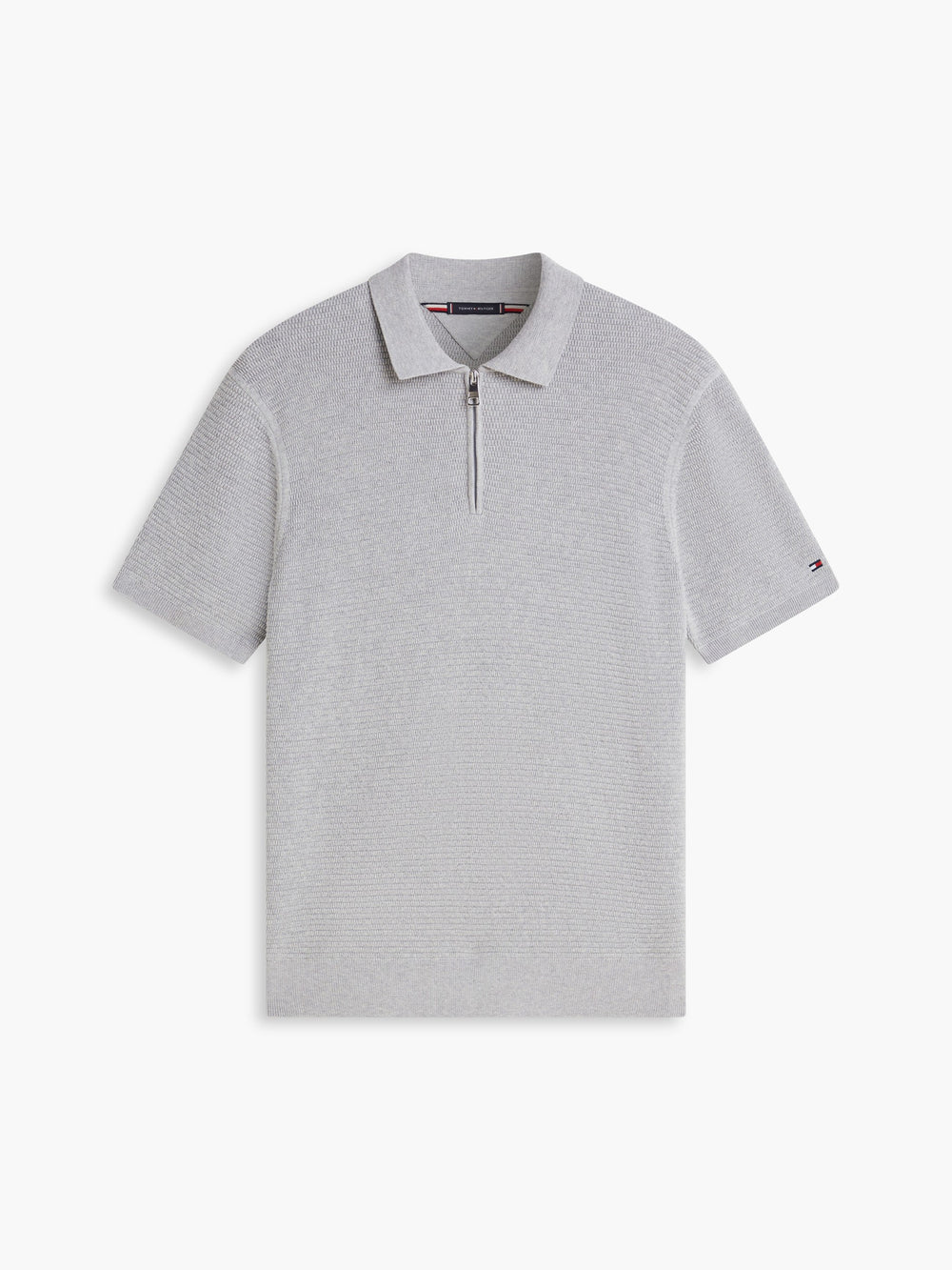 Regular Fit Flat Knit Zipper Polo