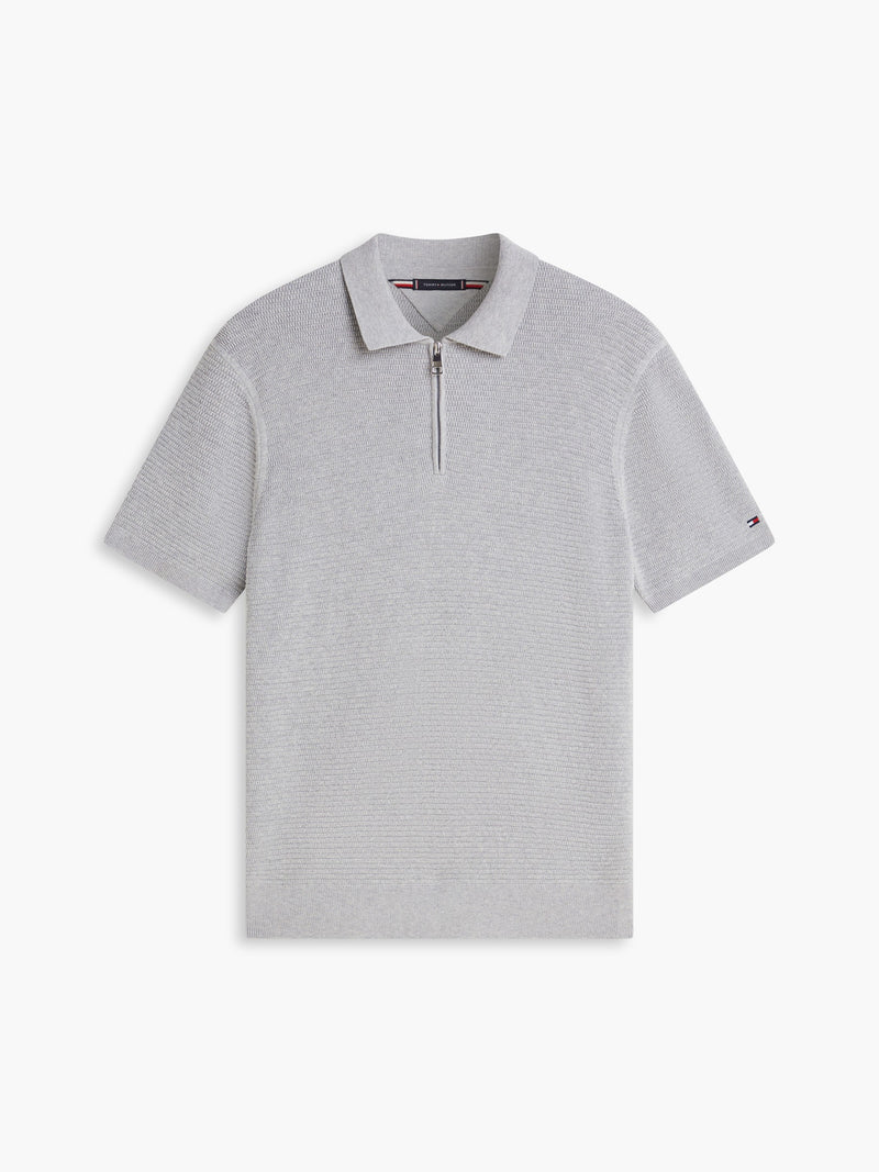 Regular Fit Flat Knit Zipper Polo