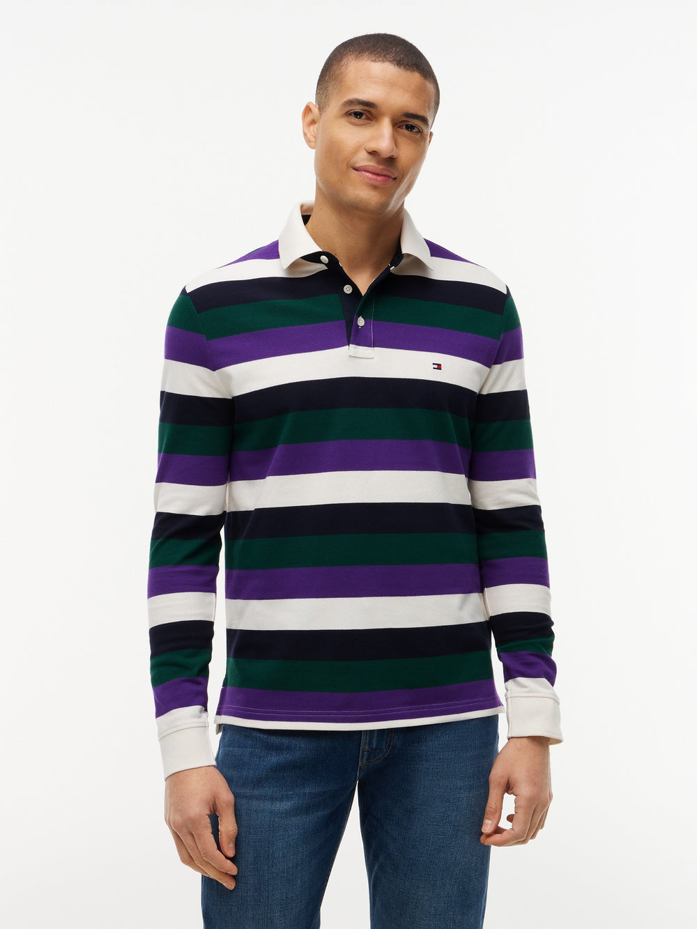 Regular Fit Striped Pique Polo