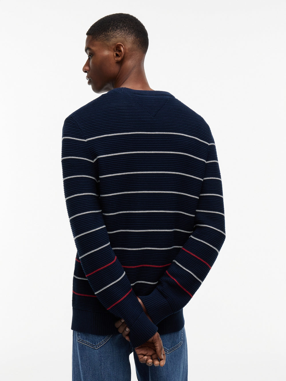 Slim Fit Stripe Loose Knit Pullover