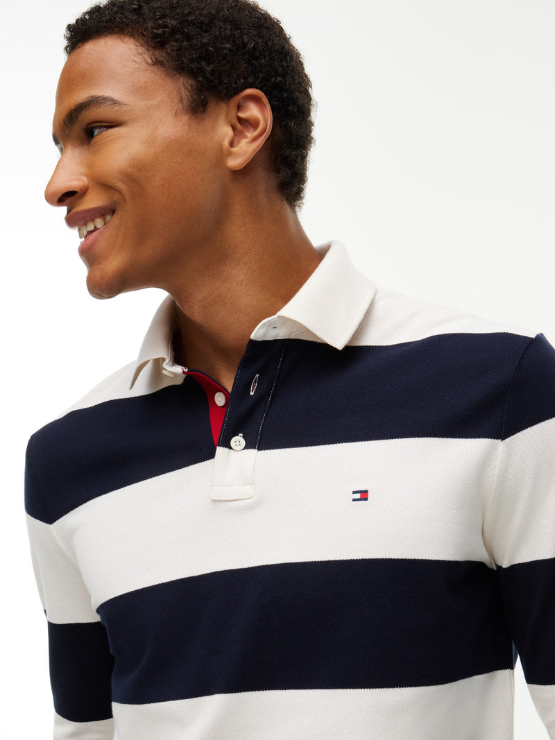 Regular Fit Striped Pique Polo
