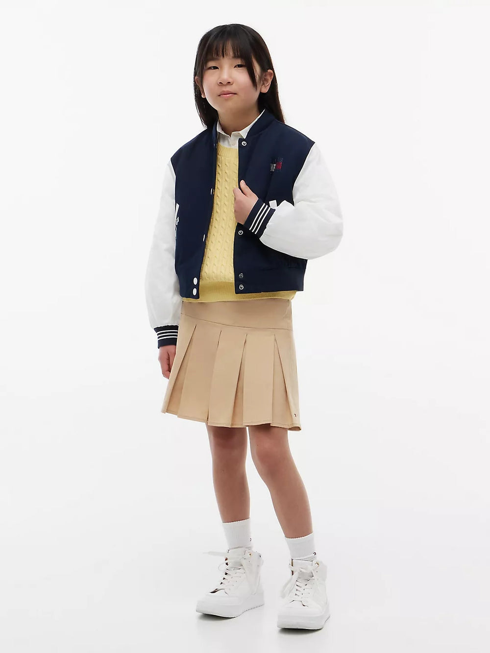 Girls Solid Pleated Skirt