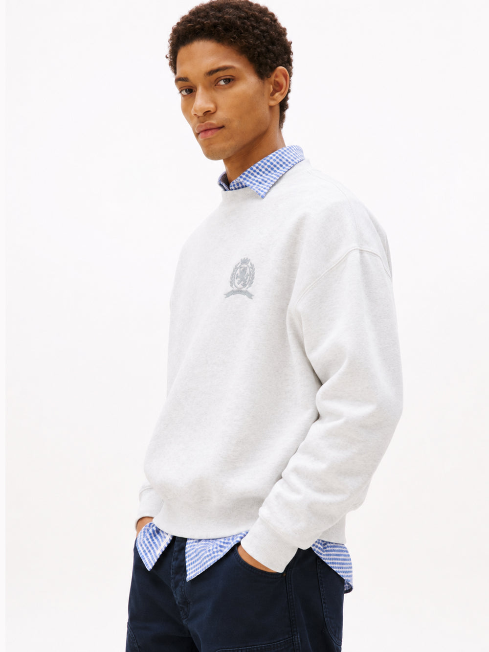 90S Fit Brushed Fleece Crew Neck Sweatshirt