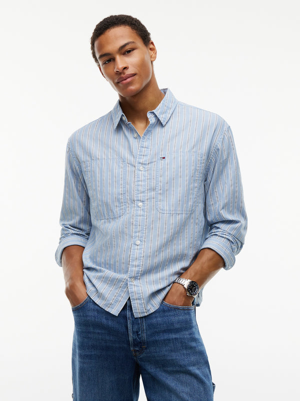 Boxy Fit Stripe Textured Shirt
