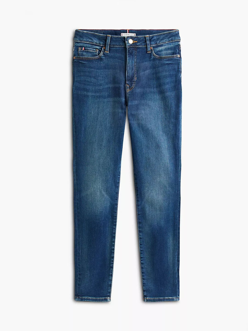 Women Mid Rise Dark Wash Stretch Skinny Jeans