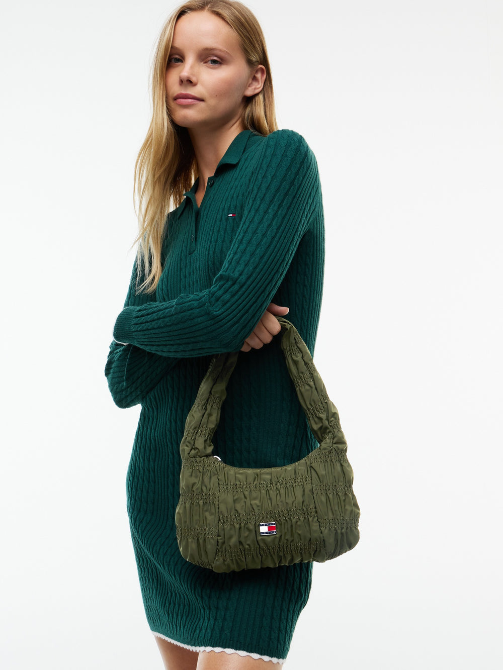 Solid Polyester Shoulder Bag