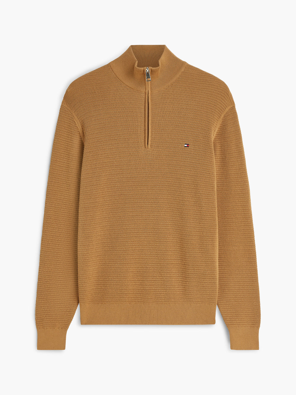 1/4 Zip Textured Solid Sweater