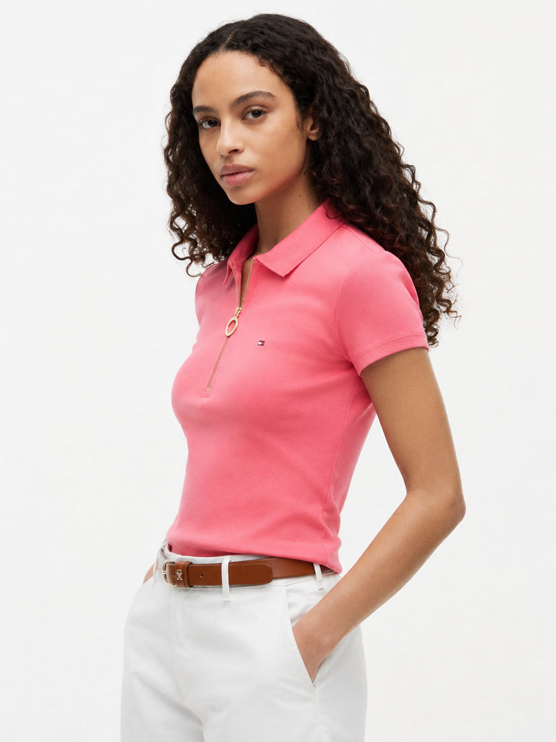 Solid Slim Fit Half Sleeve Ribbed Polo