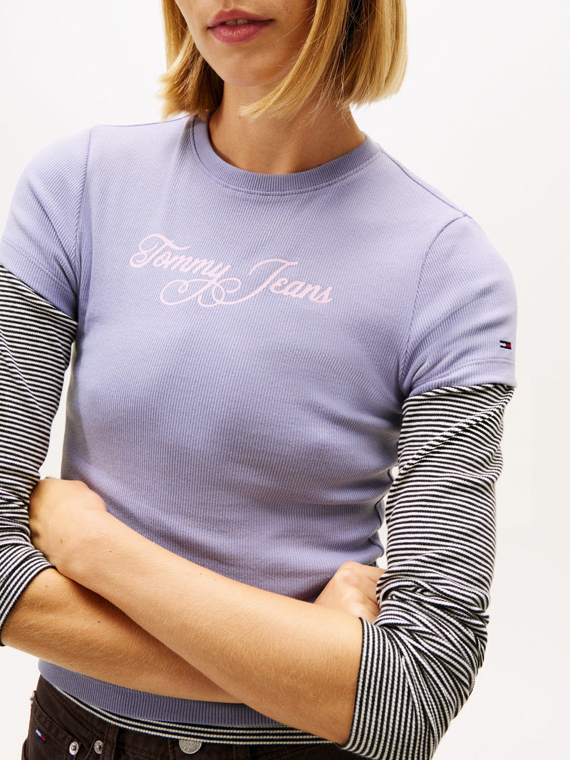 Solid Slim Fit Half Sleeve Ribbed T-Shirt
