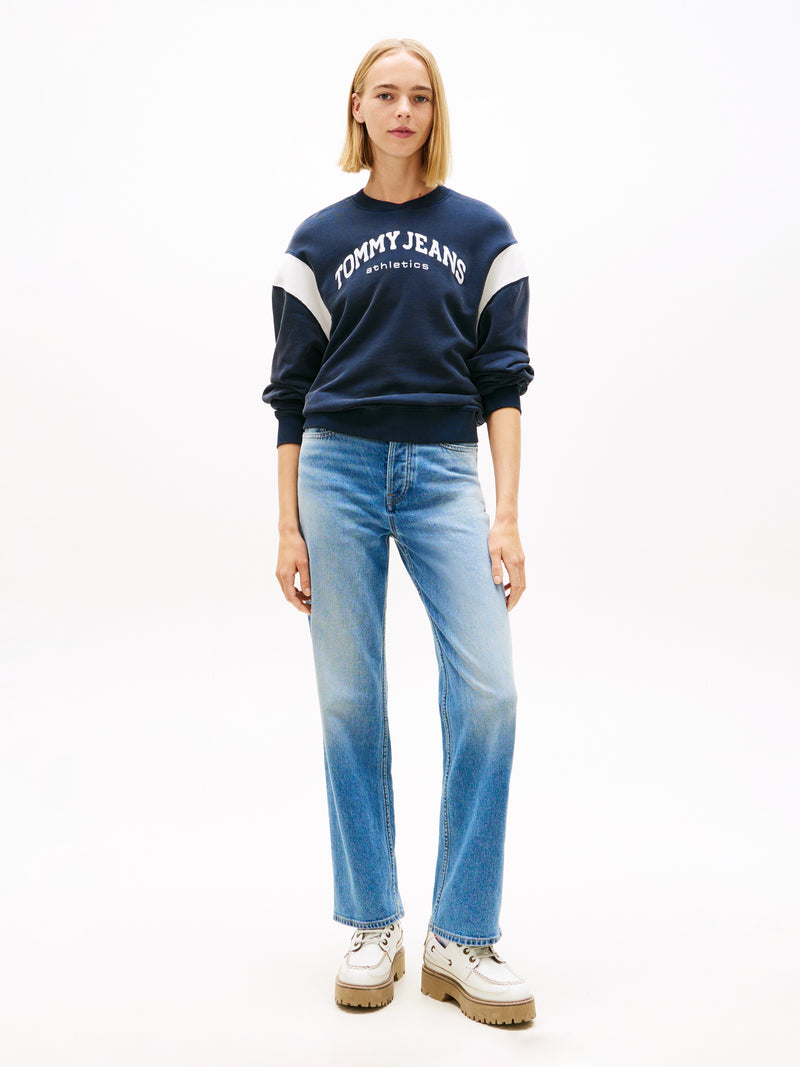 Women High Rise Mid Wash Stretch Straight Jeans