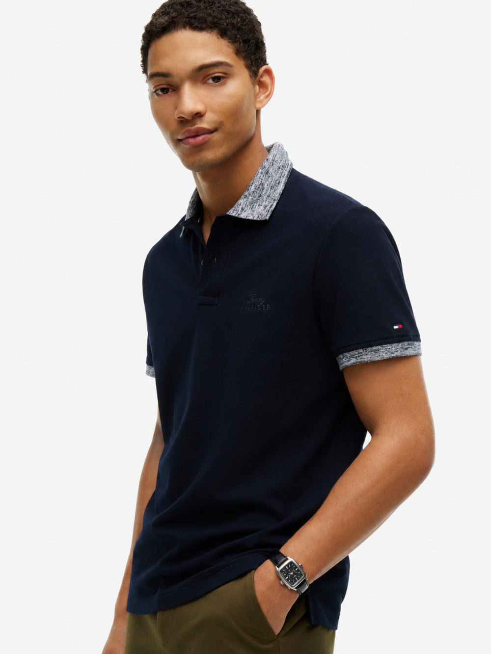 Regular Fit Pique Melange Collar Polo