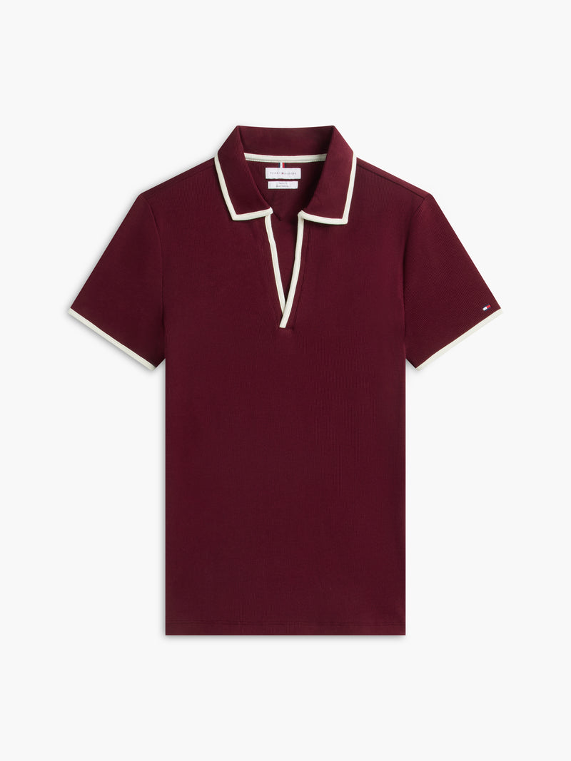 Solid Slim Fit Half Sleeve Ribbed Polo