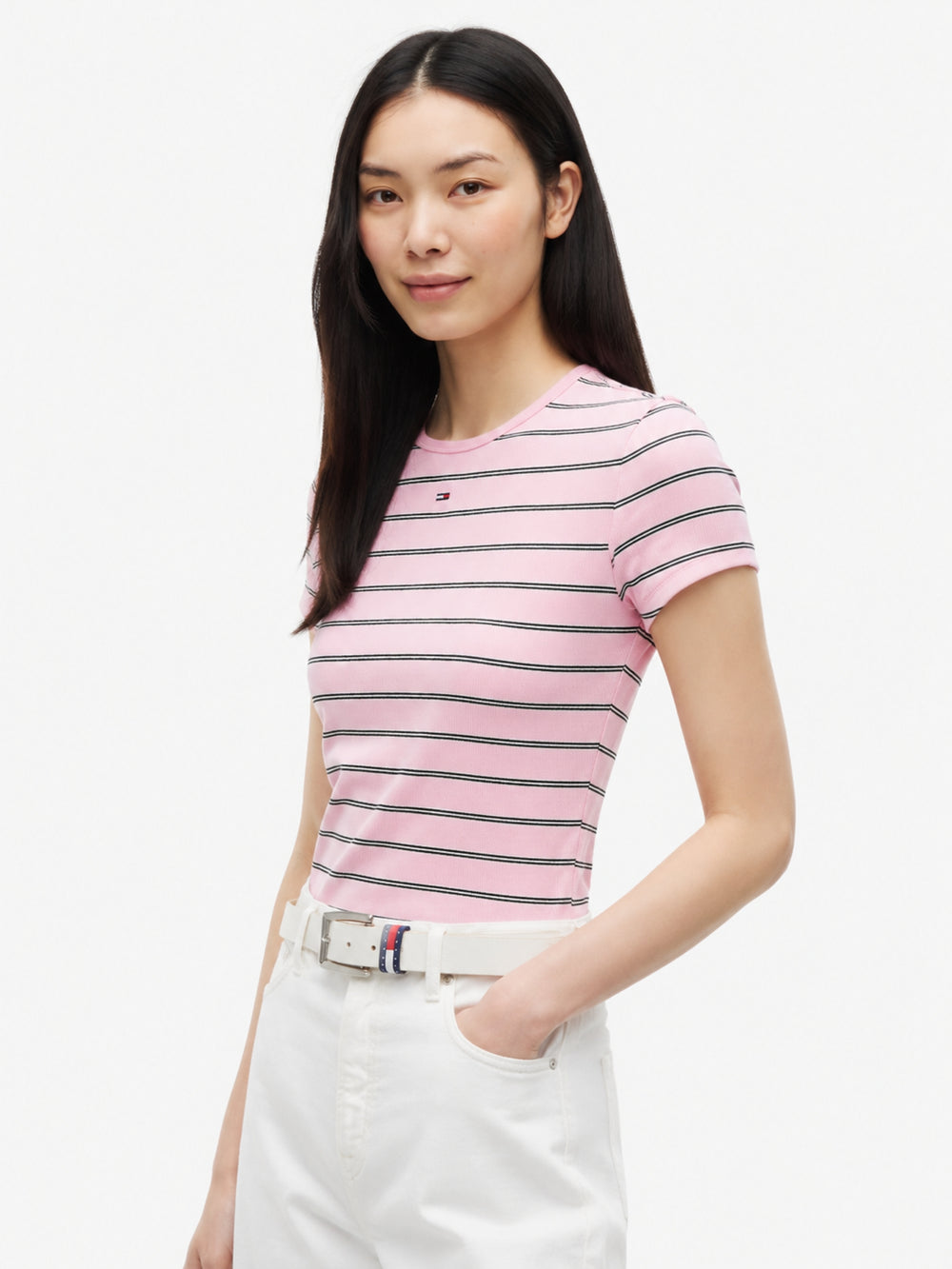Stripe Slim Fit Half Sleeve Ribbed T-Shirt