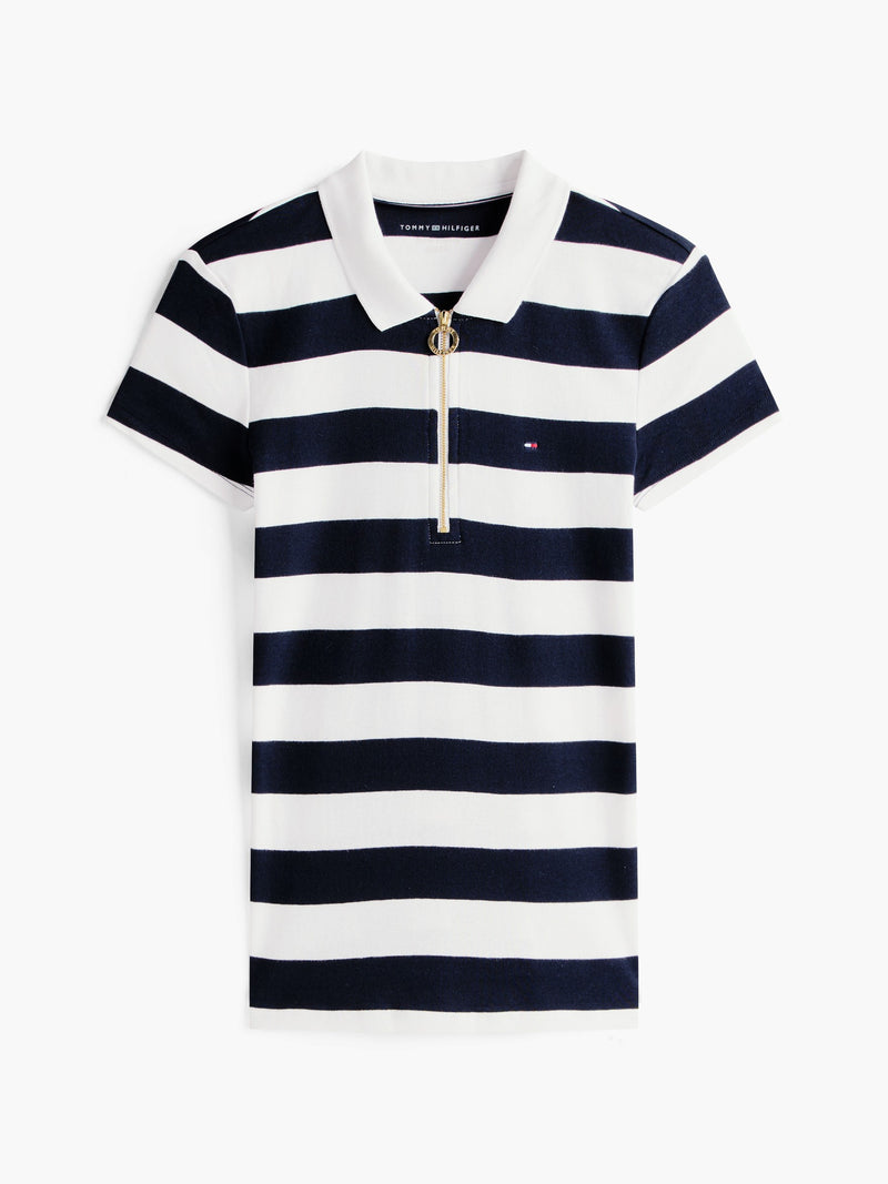 Stripe Slim Fit Half Sleeve Ribbed Polo