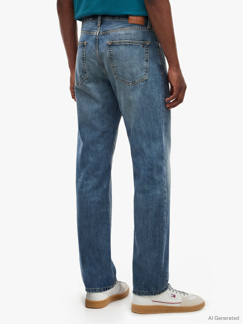 Men Ryan Slim Straight Mid Wash Jeans