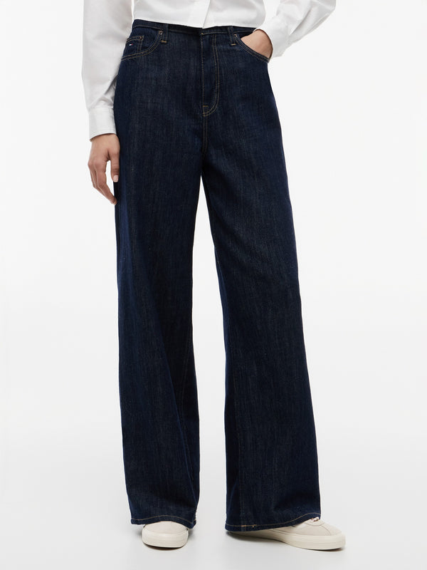 Women High Rise Dark Wash Wide Jeans