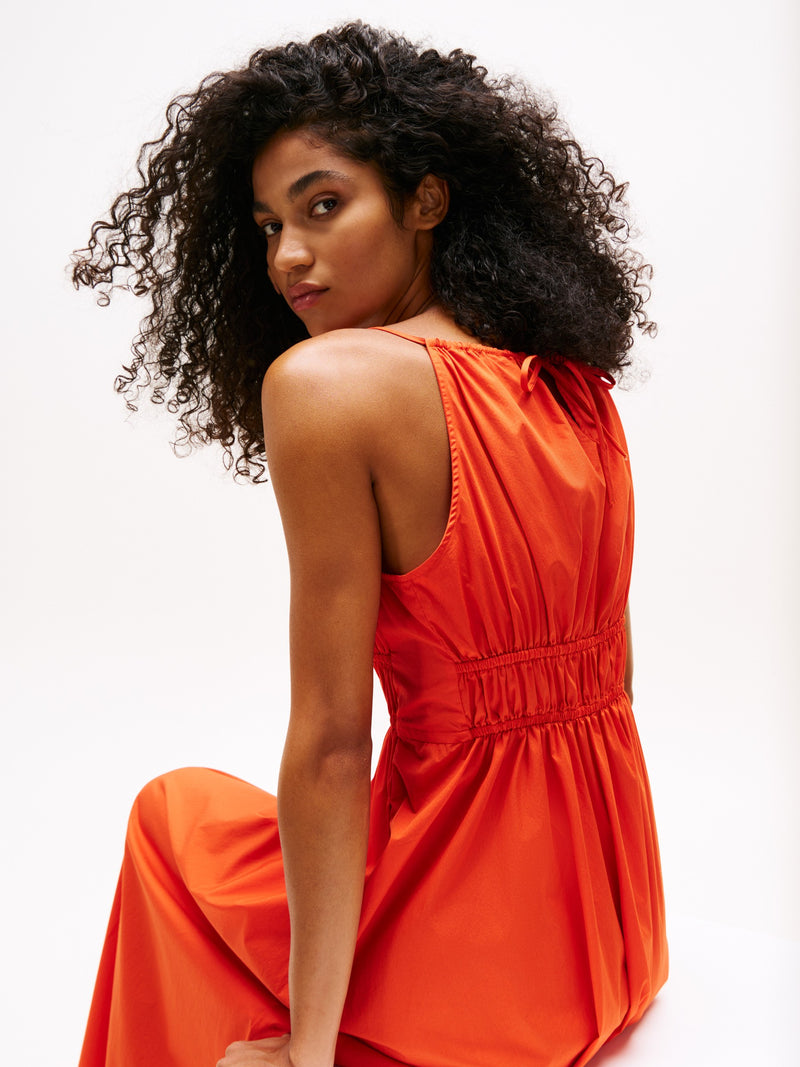 Full Sleeve Solid Poplin Fit & Flare Dress