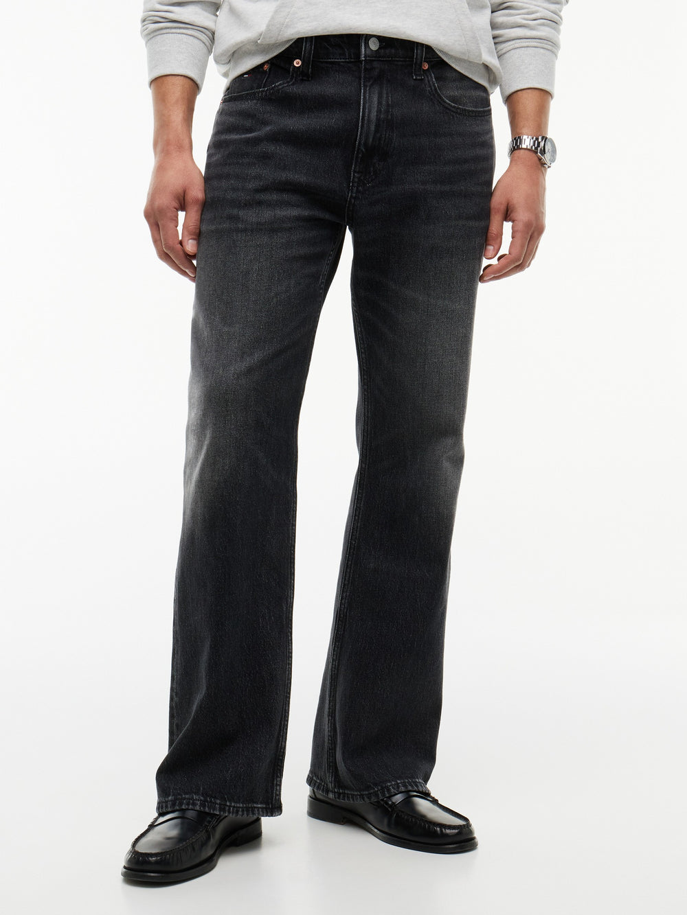 Men Ryan Bootcut Slim Bootcut Washed Black Jeans