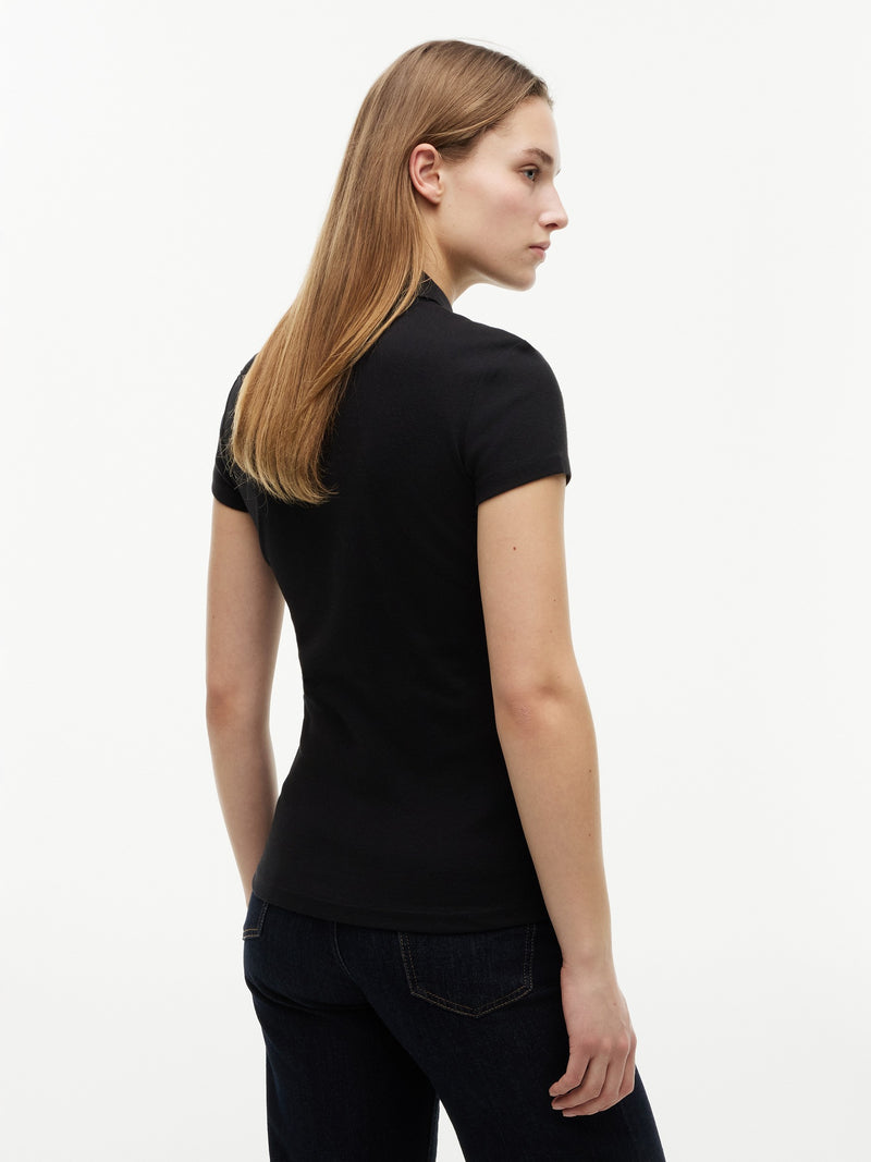 Solid Slim Fit Half Sleeve Ribbed Polo