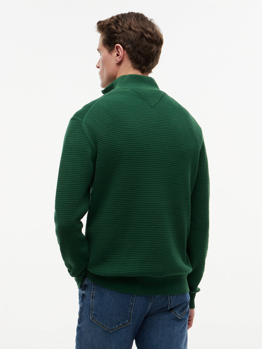 Quarter Zip Textured Solid Sweater