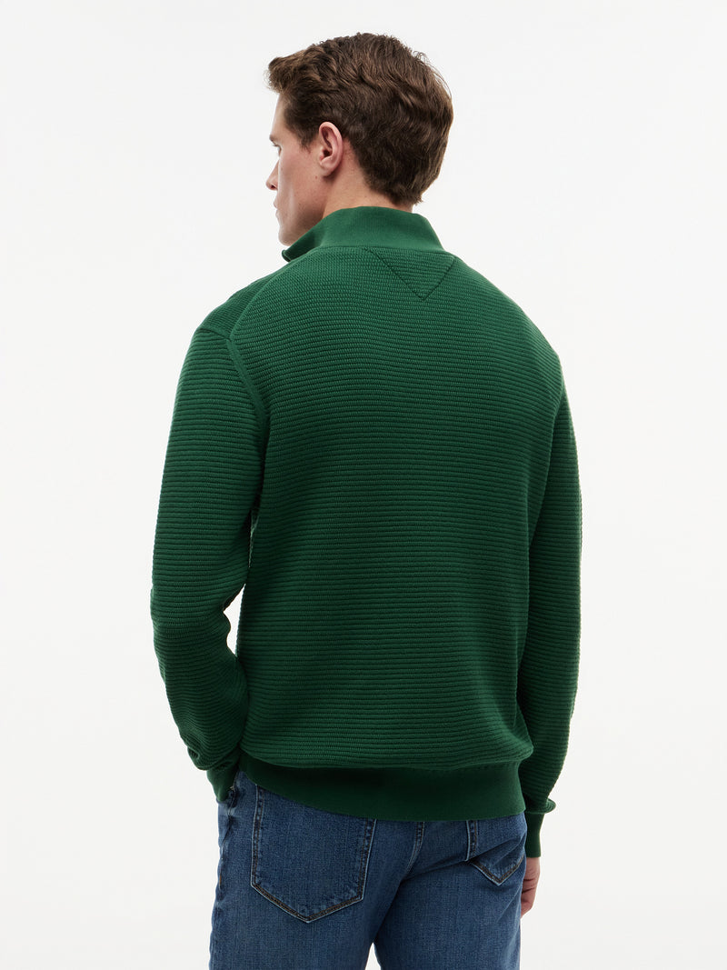 Quarter Zip Textured Solid Sweater