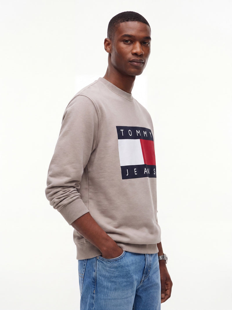 Regular Fit Diagonal Terry Crew Neck Sweatshirt