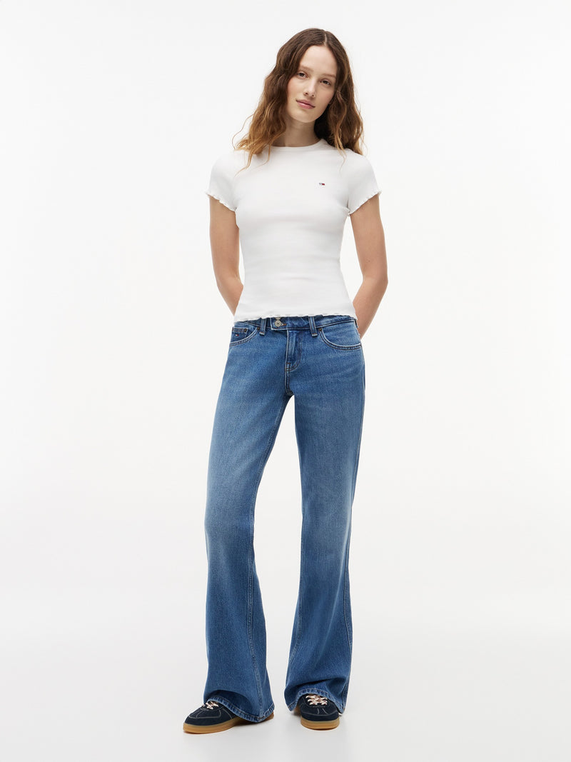 Low Rise Mid Wash Stretch Bootcut Jeans