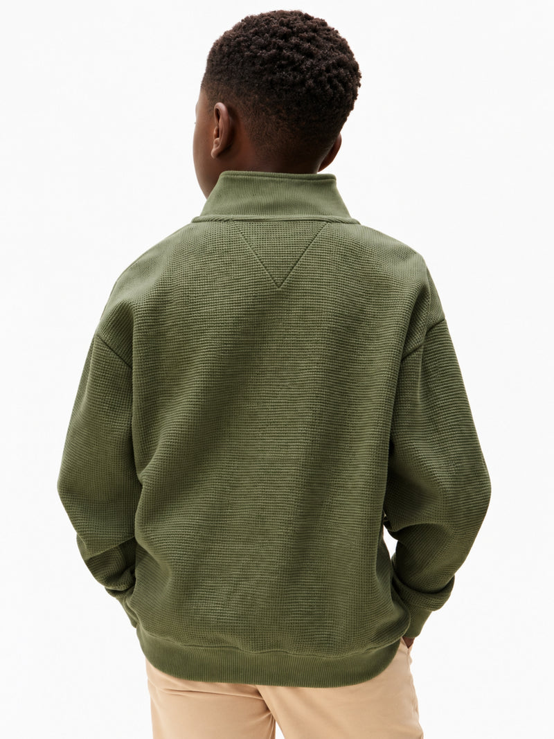 Kids Waffle Quarter-Zip Sweatshirt