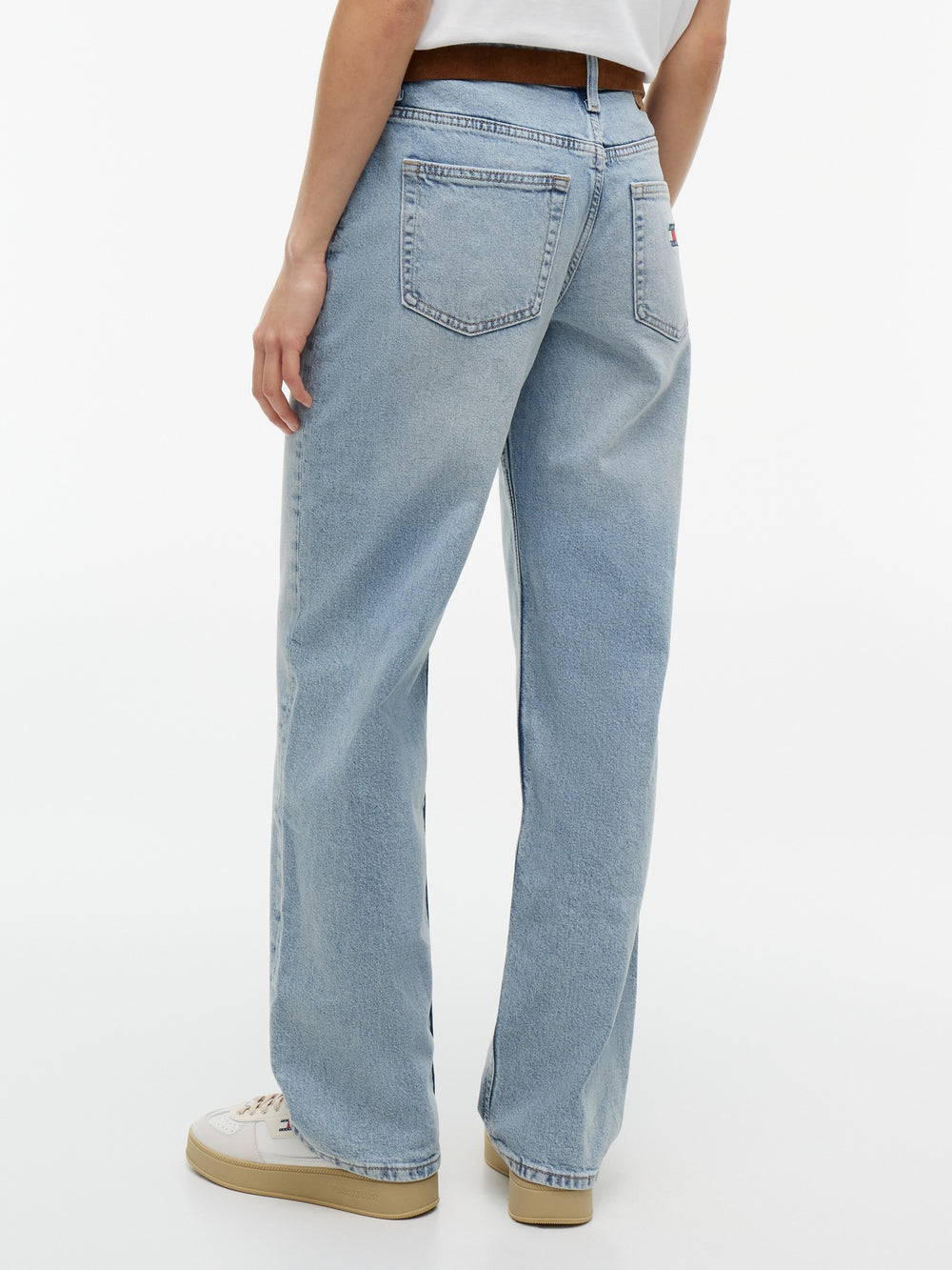 Low Rise Light Wash Stretch Straight Jeans
