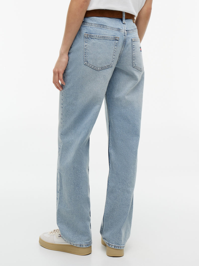 Low Rise Light Wash Stretch Straight Jeans