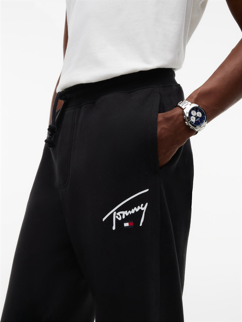 Regular Sueded Terry Black Track Pant