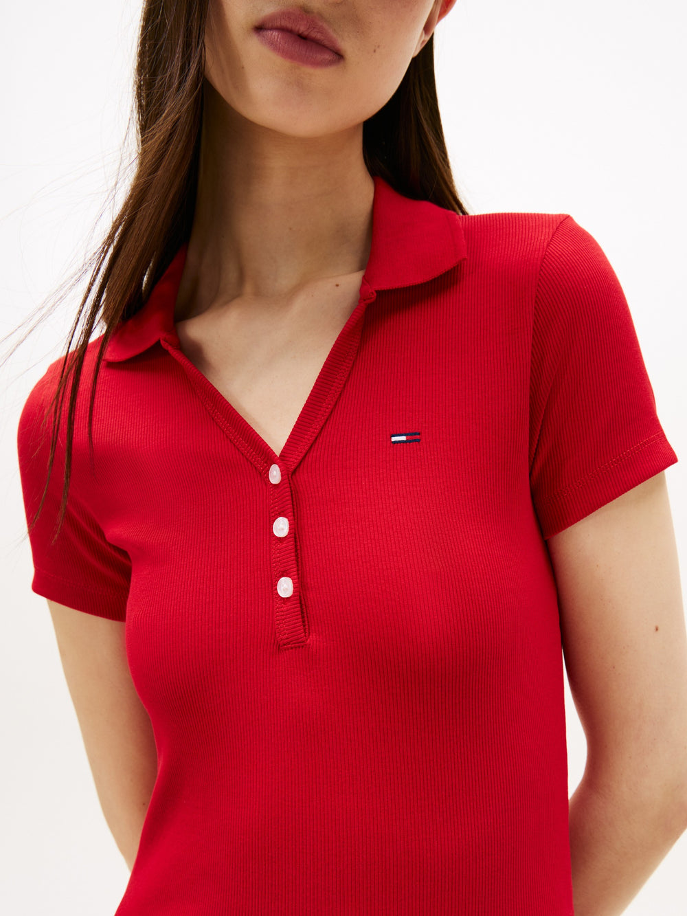 Half Sleeve Solid Ribbed Polo Dress Dress