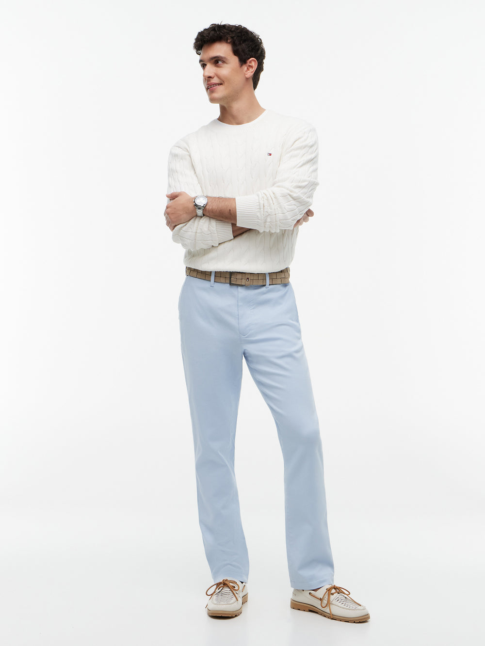 Men Denton Slim Straight Fit Structured Cotton Trouser