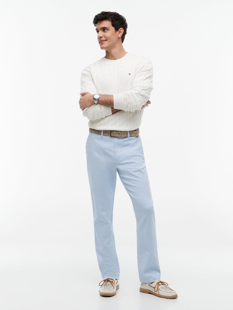 Men Denton Slim Straight Fit Structured Cotton Trouser