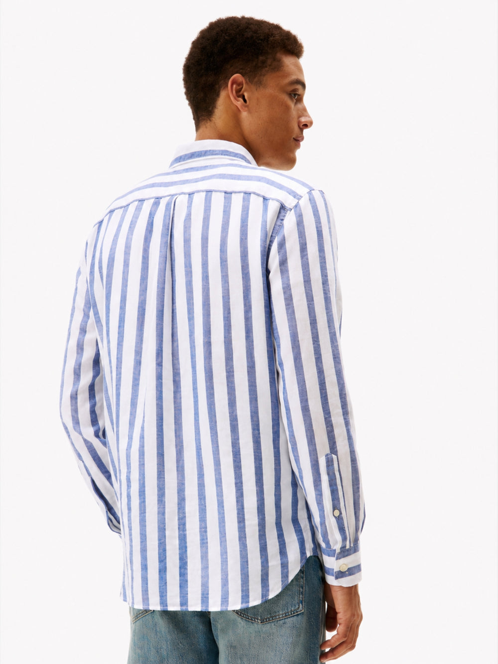 Relaxed Fit Stripe Cotton Linen Shirt