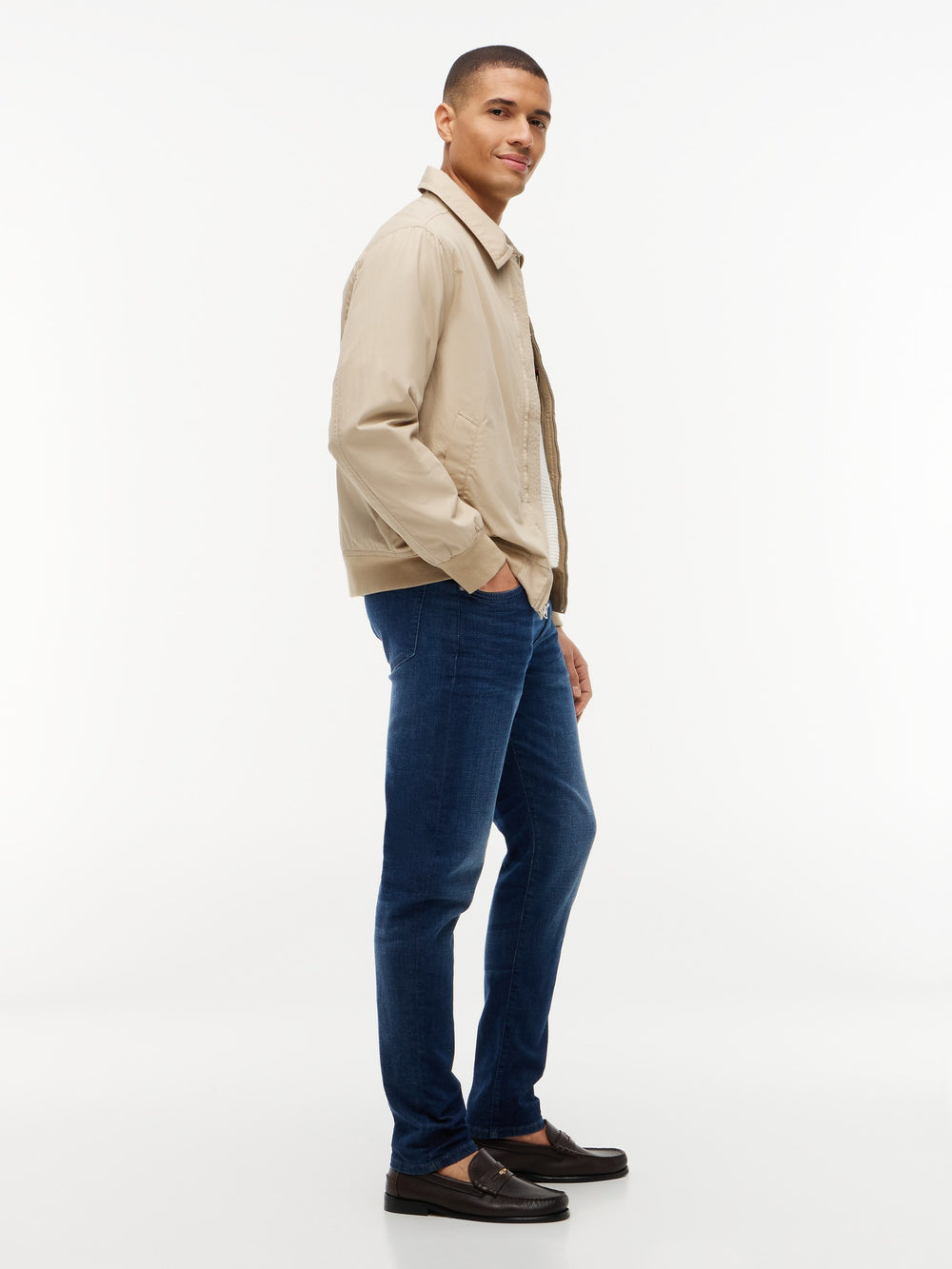 Men Bleecker Slim Tapered Dark Wash Jeans