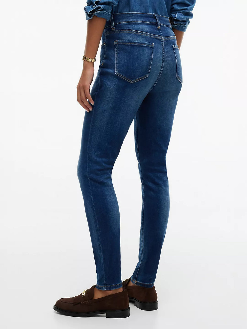 Women Mid Rise Dark Wash Stretch Skinny Jeans