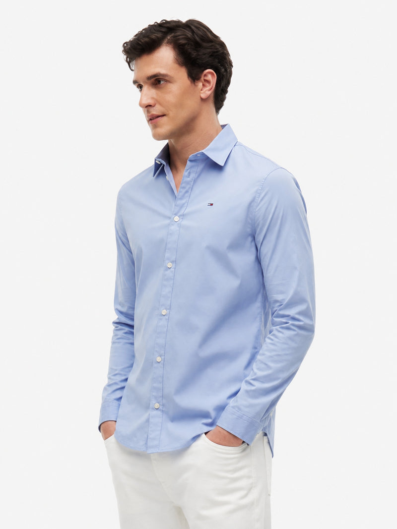 Slim Fit Solid Stretch Poplin Shirt