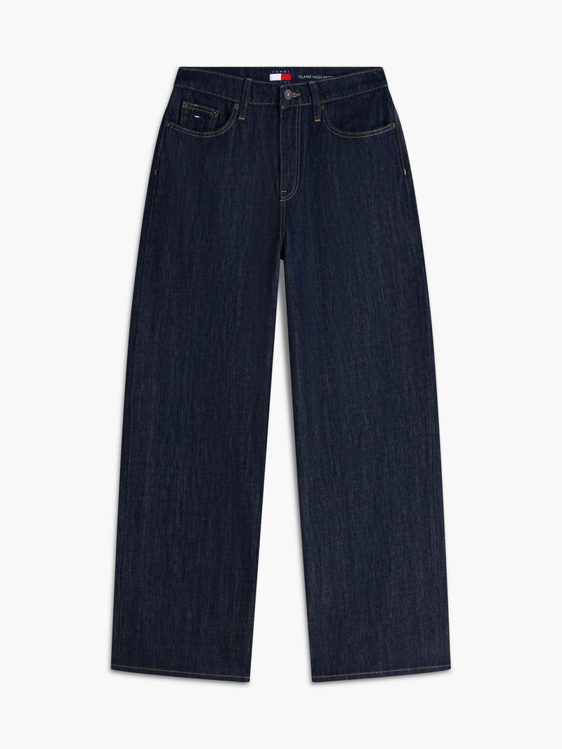 Women High Rise Dark Wash Wide Jeans