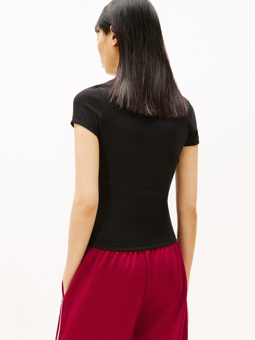 Solid Slim Fit Half Sleeve Ribbed T-Shirt